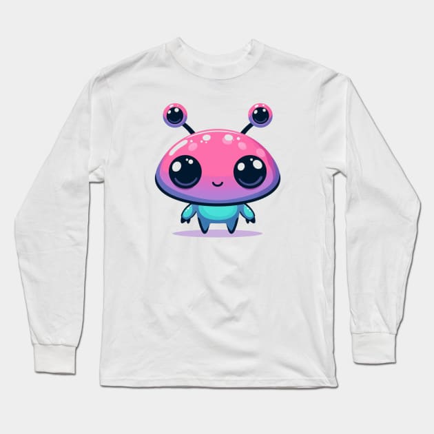 Cute Alien With Big Pink Head Long Sleeve T-Shirt by AhmedPrints